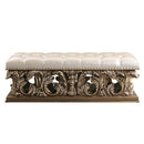 Constantine 64" Bench, Light Gold Faux Leather , Brown & Gold Finish