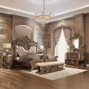 Constantine 64" Bench, Light Gold Faux Leather , Brown & Gold Finish