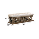 Constantine 64" Bench, Light Gold Faux Leather , Brown & Gold Finish