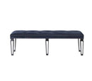 Varian 60" Bench, Mirrored, Dark Navy Velvet & Black & Sliver Finish