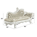 Vanaheim 86" Bench, Beige Faux Leather & Antique White Finish