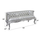 Valkyrie 73" Bench, Faux Leather & Antique Platinum Finish