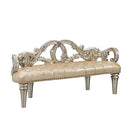 Danae 70" Bench, Champagne Faux Leather & Gold Finish