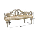 Danae 70" Bench, Champagne Faux Leather & Gold Finish
