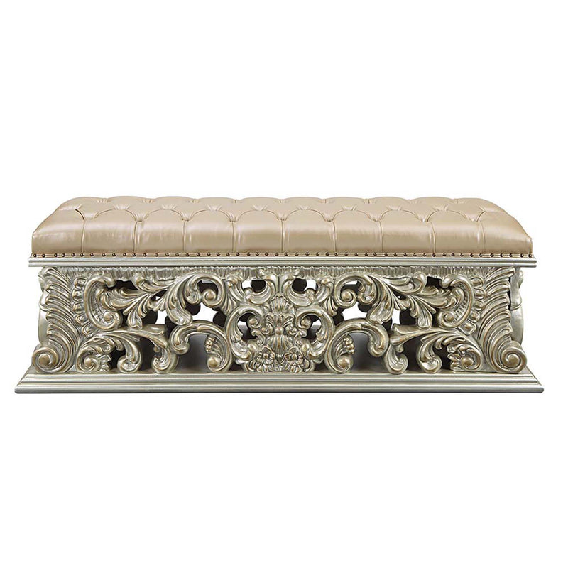 Sorina 66" Bench, Antique Gold Finish