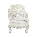 Adara 76" Bench, Pearl White Faux Leather & Antique White Finish