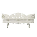 Adara 76" Bench, Pearl White Faux Leather & Antique White Finish
