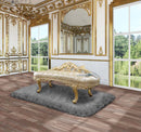 Cabriole 73" Bench, Light Gold Faux Leather & Gold Finish