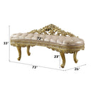 Cabriole 73" Bench, Light Gold Faux Leather & Gold Finish