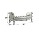 Dresden 78.5" Bench, Faux Leather & Bone White Finish