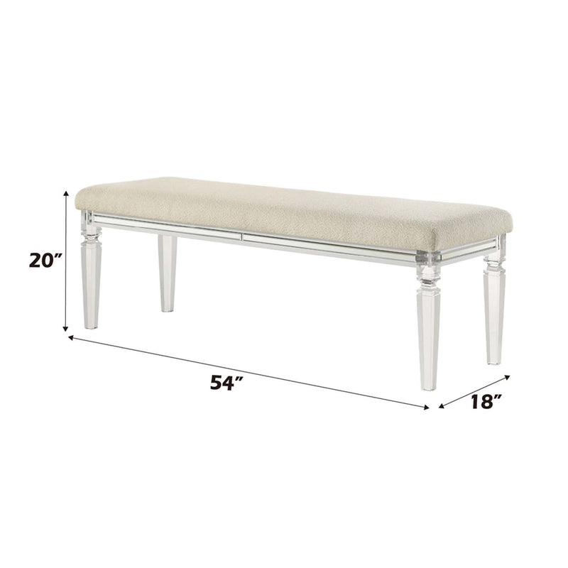 Tarian 54" Bench, Pearl White Finish