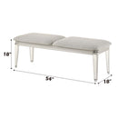 Laveda 54" Bench, Light Gray Boucle & Pearl White Finish