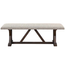 Pascaline 60" Bench, Gray Fabric, Rustic Brown & Oak Finish