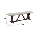 Pascaline 60" Bench, Gray Fabric, Rustic Brown & Oak Finish