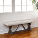 Pascaline 60" Bench, Gray Fabric, Rustic Brown & Oak Finish