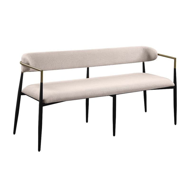 Jaramillo 62" Bench, Beige Linen & Black Finish
