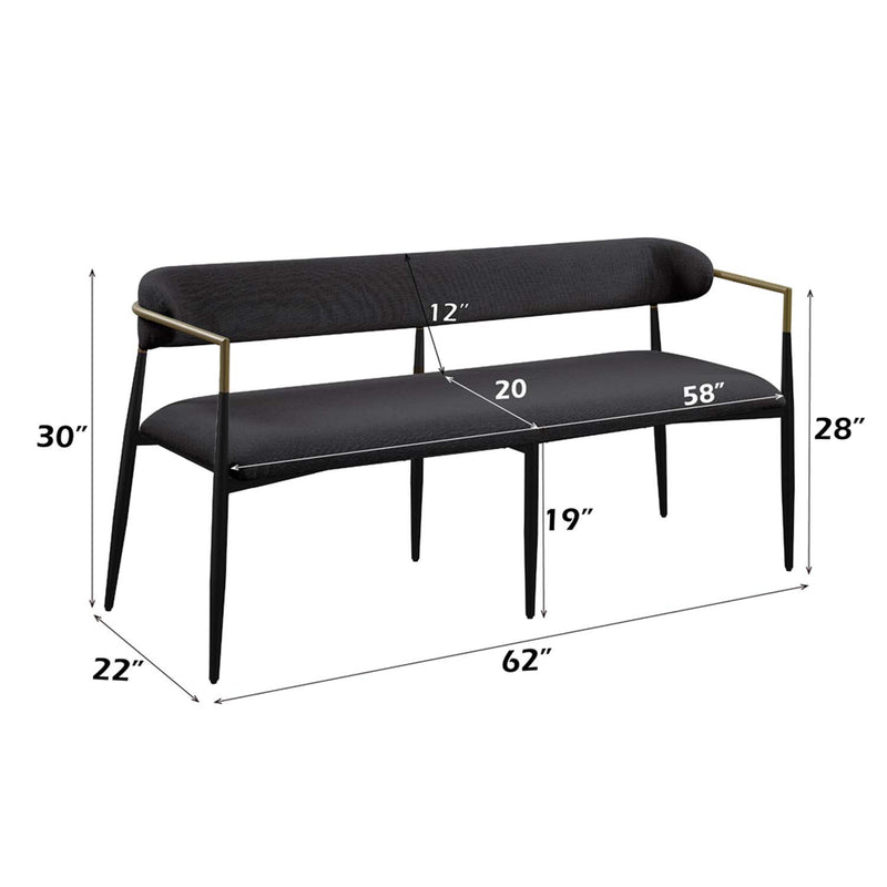 Jaramillo 62" Bench, Black Chenille & Black Finish