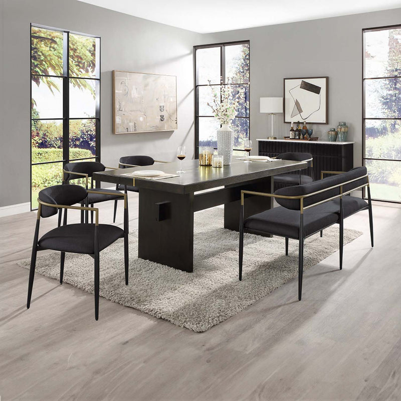 Jaramillo 62" Bench, Beige Chenille & Black Finish