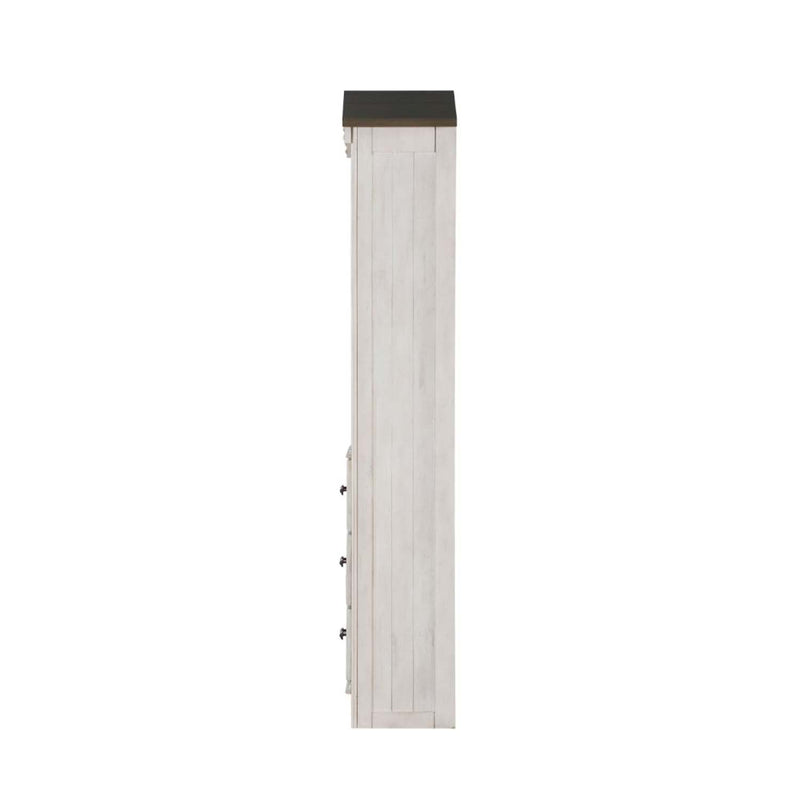Tree House Bookcase Cabinet, Weathered White & Washed Gray Finish Acme