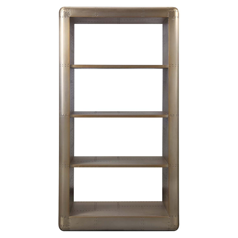 Jennavieve Bookcase, Gold Aluminum Acme