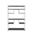 Vonara Bookshelf, Rustic Gray Oak & Chrome Finish Acme