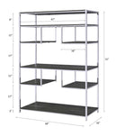 Vonara Bookshelf, Rustic Gray Oak & Chrome Finish Acme