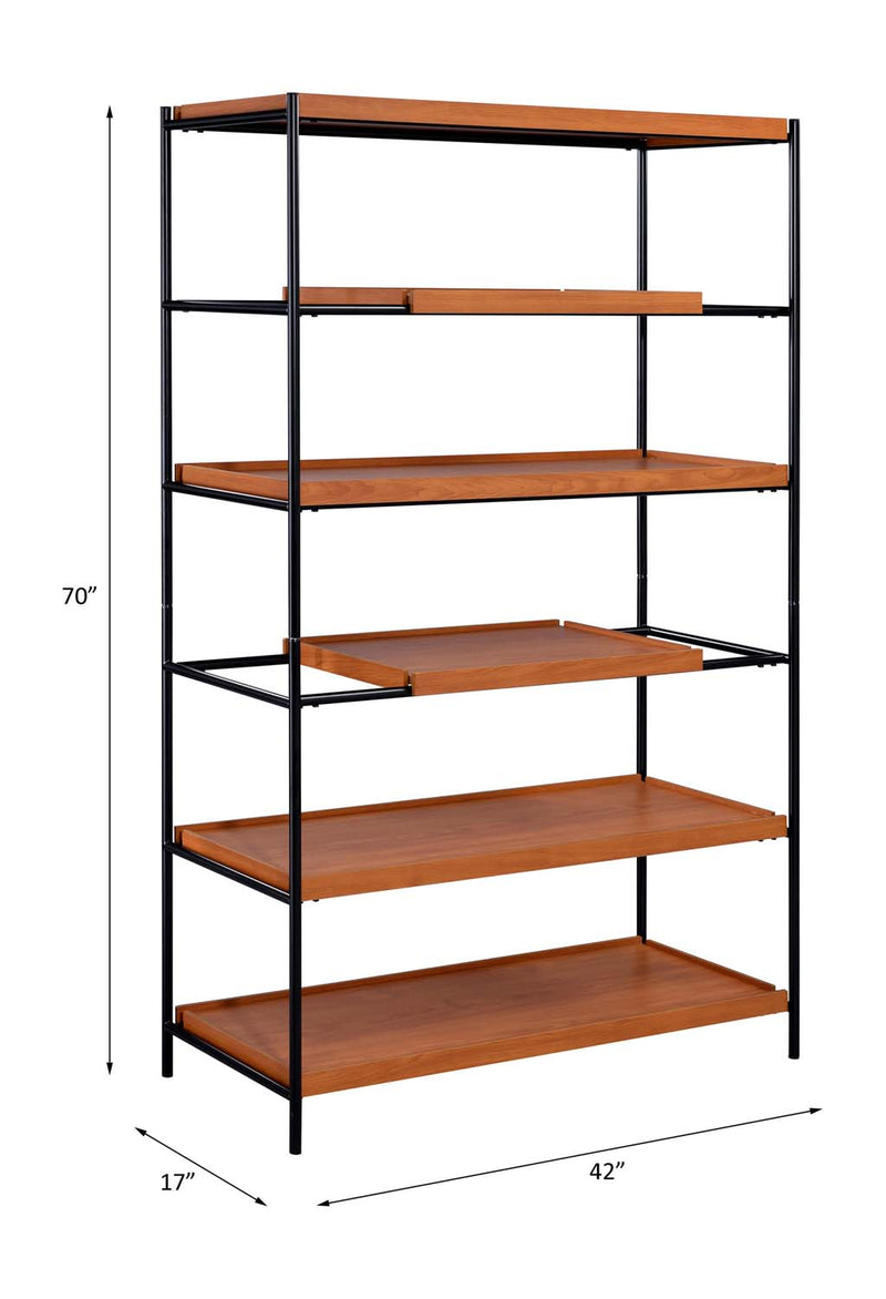 Oaken Bookshelf, Honey Oak & Black Finish Acme