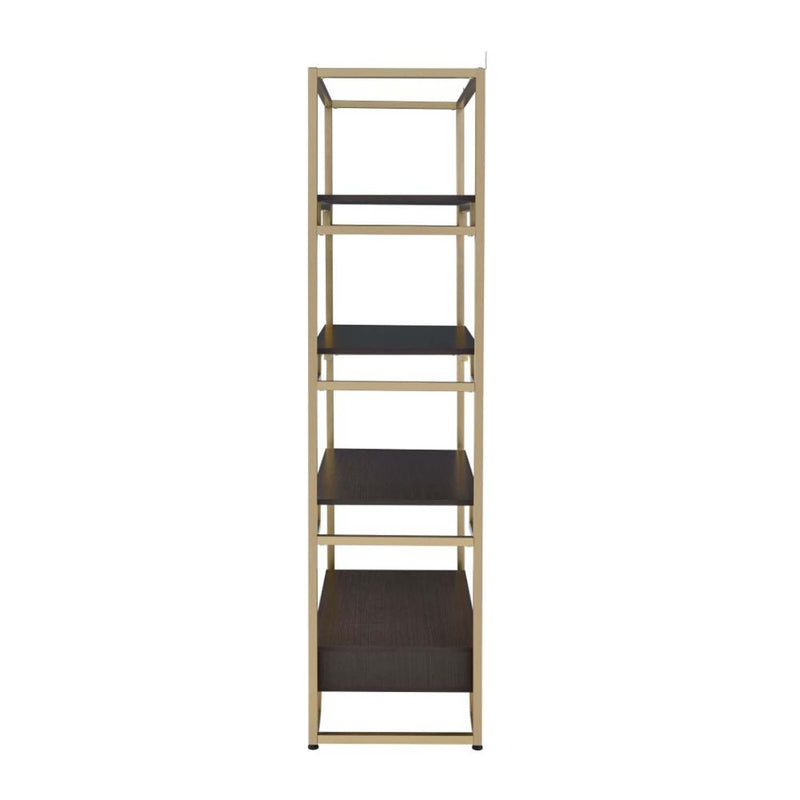 Yumia Bookshelf, Gold & Walnut Finish Acme
