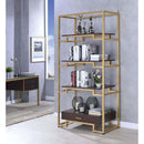 Yumia Bookshelf, Gold & Walnut Finish Acme