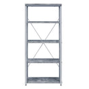 Jurgen Bookshelf, Faux Concrete & Silver Finish Acme