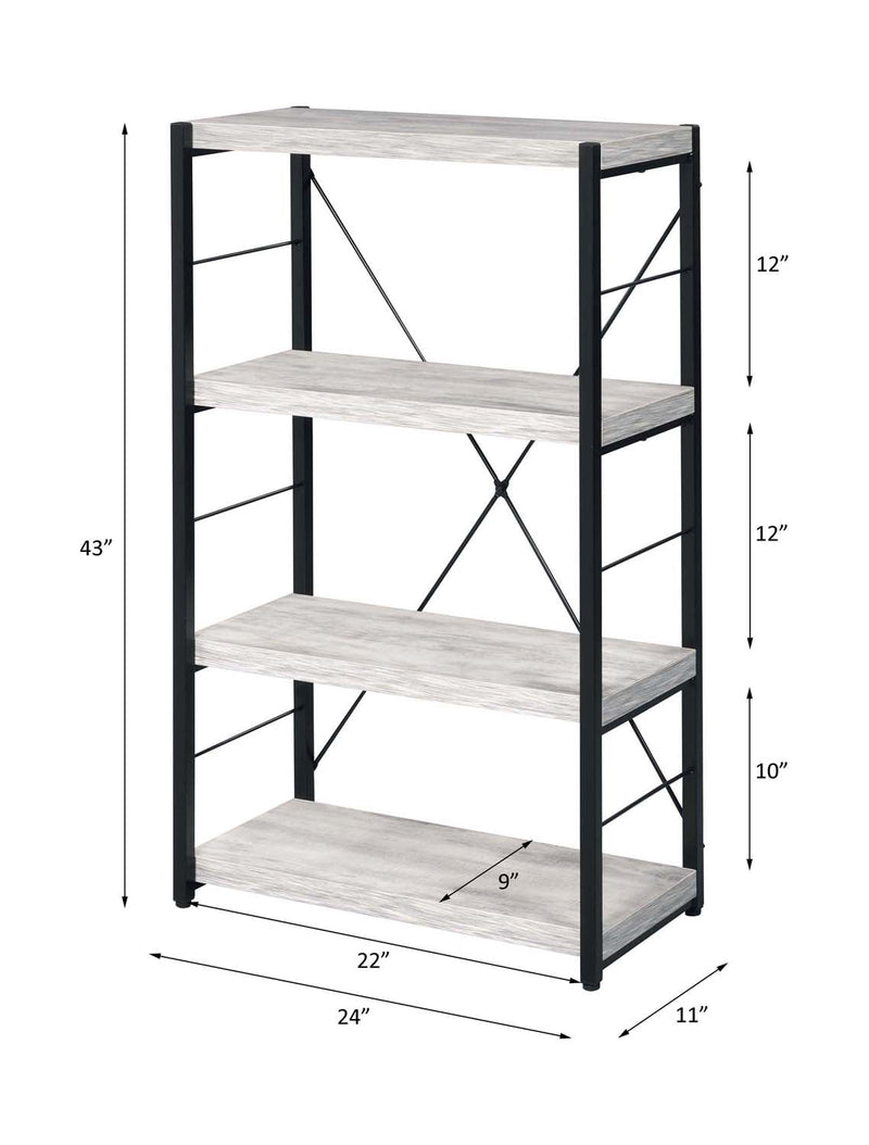 Jurgen Bookshelf, Antique White & Black Finish Acme