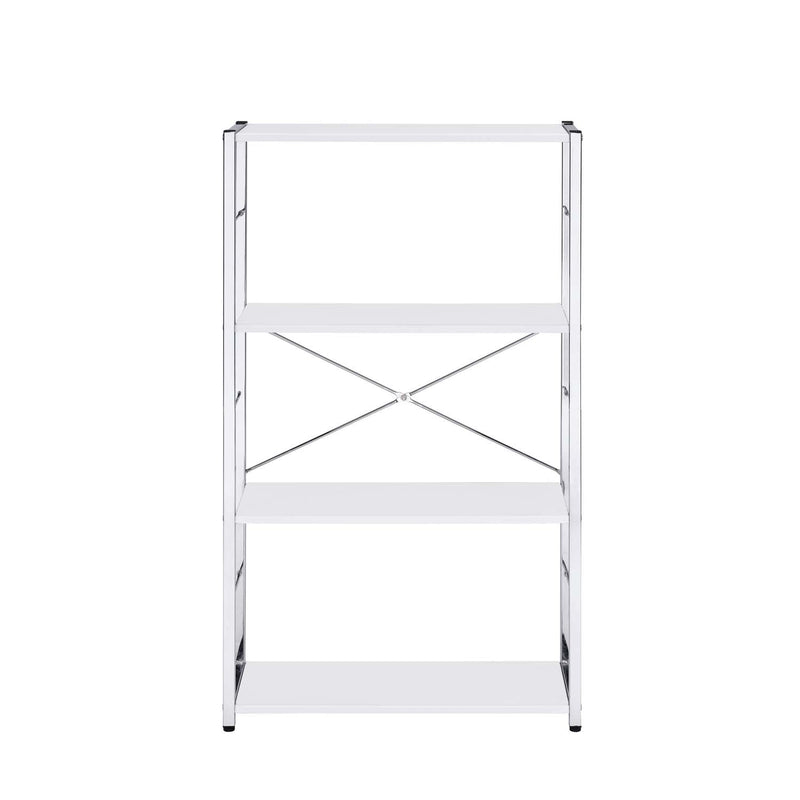 Tennos Bookshelf, White & Chrome Finish Acme