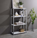 Tennos Bookshelf, White & Chrome Finish Acme