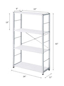 Tennos Bookshelf, White & Chrome Finish Acme
