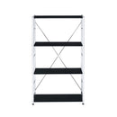 Tennos Bookshelf, Black & Chrome Finish Acme