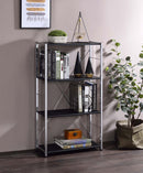 Tennos Bookshelf, Black & Chrome Finish Acme
