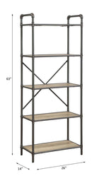 Itzel Bookshelf, Antique Oak & Sandy Gray Finish Acme