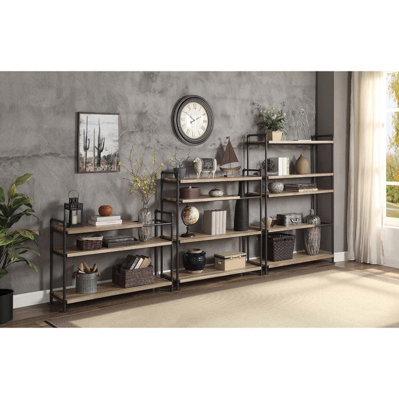 Brantley Bookshelf, Oak & Sandy Black Finish Acme