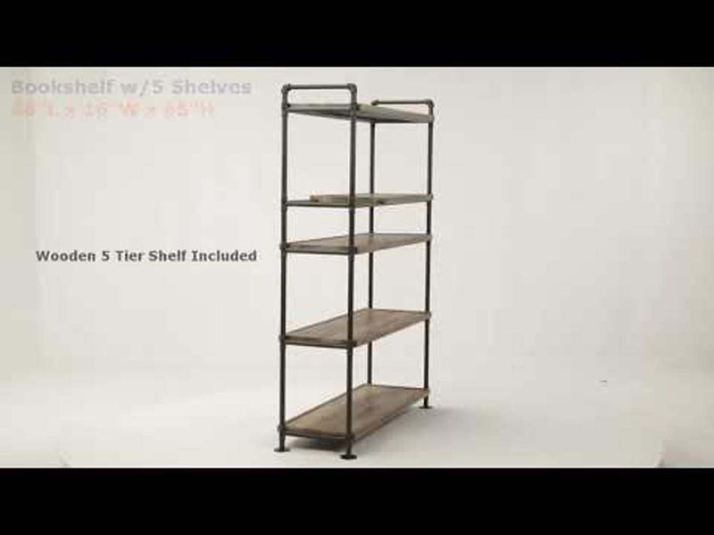 Brantley Bookshelf, Oak & Sandy Black Finish Acme