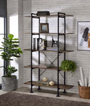 Nefo Bookshelf, Rustic Oak & Black Finish Acme