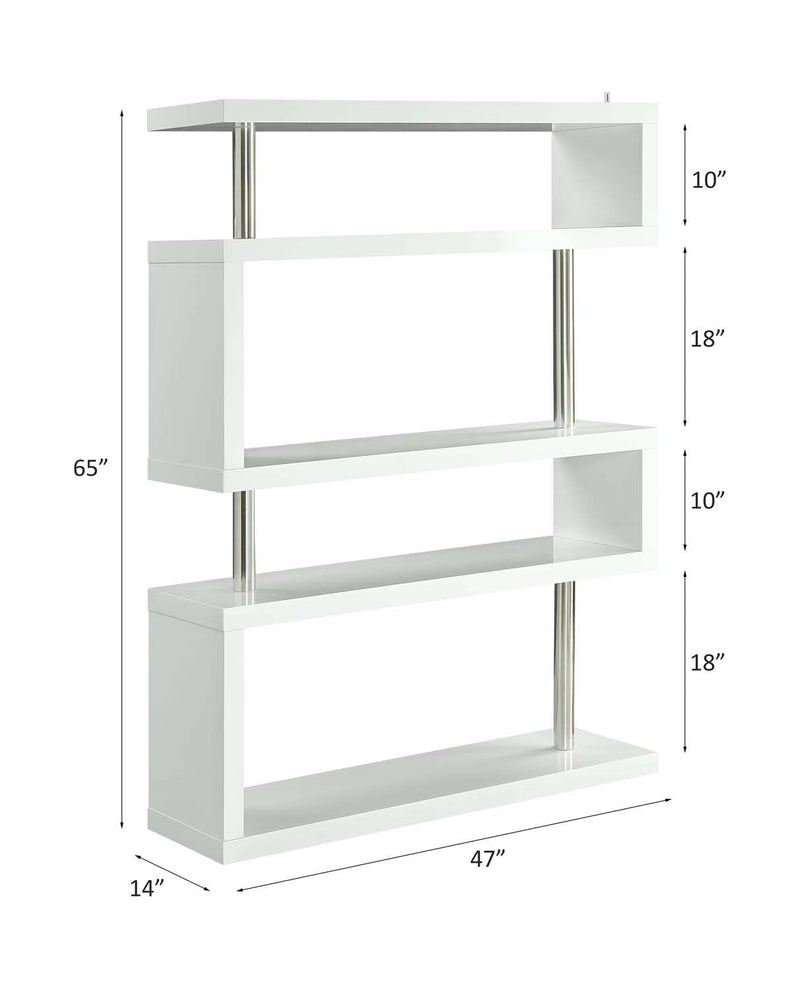 Buck II Bookshelf, White High Gloss Finish Acme
