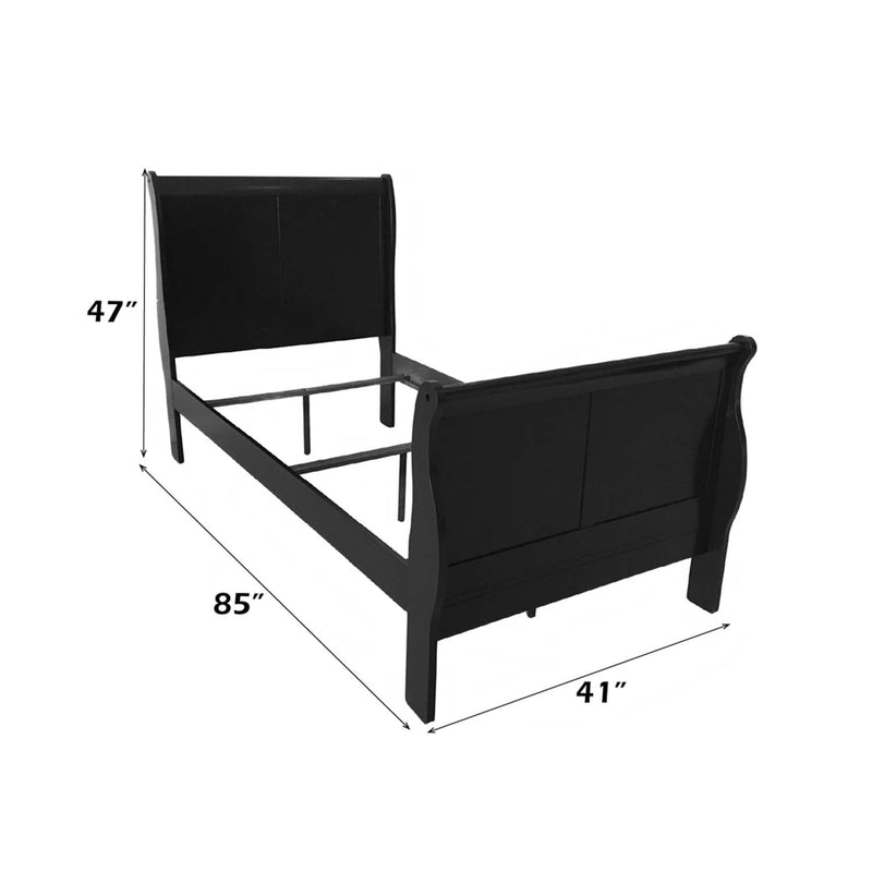 Louis Philippe III Twin Bed, Black Finish Acme