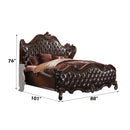 Versailles California King Bed, Dark Brown Faux Leather & Cherry Oak Finish Acme