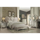 Versailles California King Bed, Ivory Velvet & Bone White Finish Acme