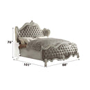 Versailles California King Bed, Vintage Gray Faux Leather & Bone White Finish Acme
