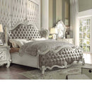 Versailles Queen Bed, Vintage Gray Faux Leather & Bone White Finish Acme