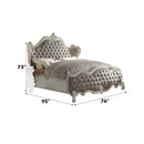 Versailles Queen Bed, Vintage Gray Faux Leather & Bone White Finish Acme