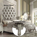 Versailles Queen Bed, Vintage Gray Faux Leather & Bone White Finish Acme