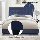 Ishiko III King Bed, Dark Blue Velvet Acme