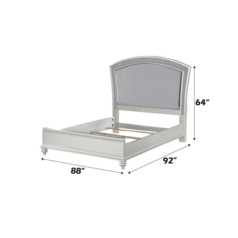 Maverick California King Bed, Fabric & Platinum Finish Acme